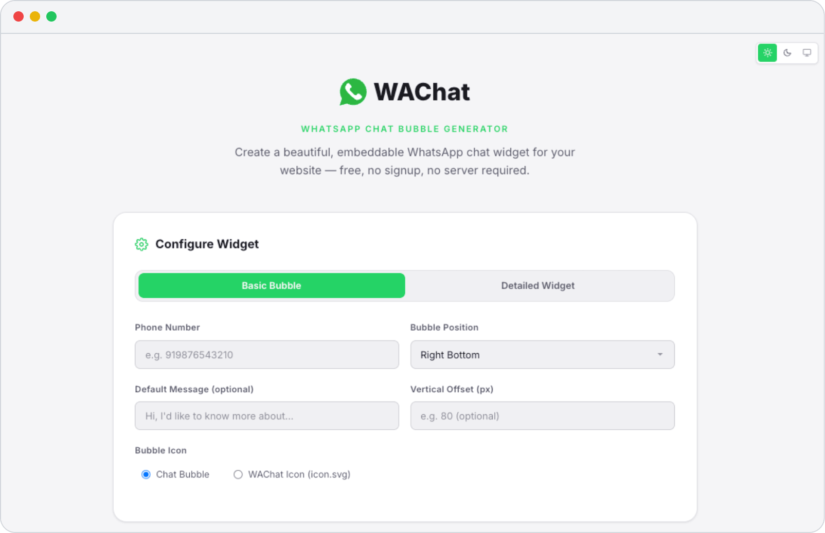 WhatsApp Chat Bubble — Widgets